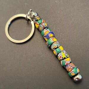 Antique trade beads key chain and pocket fidget